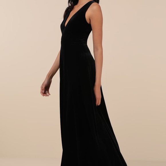 Lulus black velvet sleeveless maxi dress size L - Picture 3 of 11